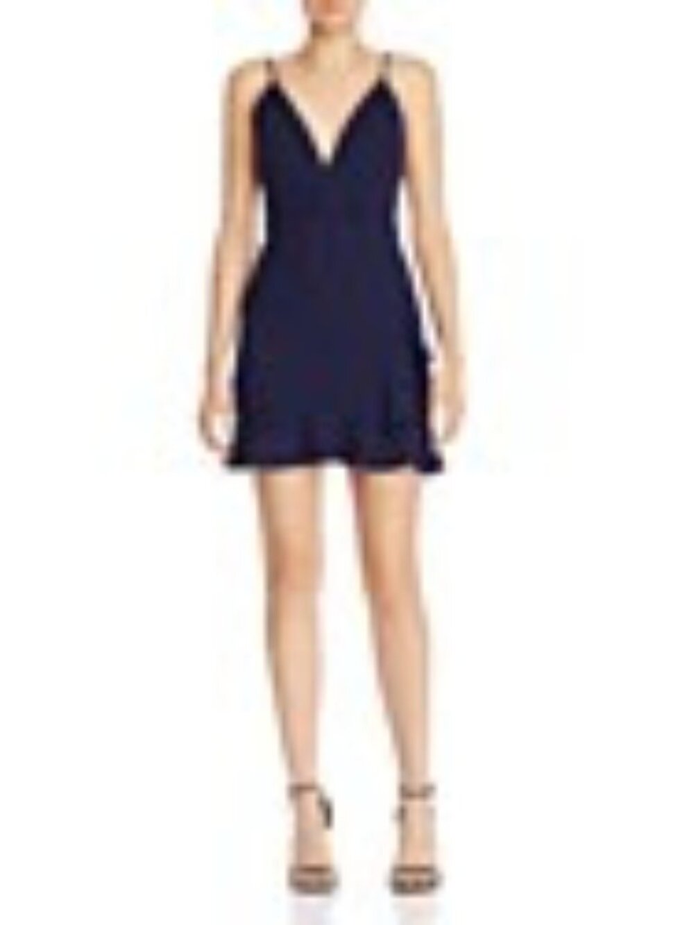 Sunset + Spring Ruffled Crossover Dress, Large, Navy